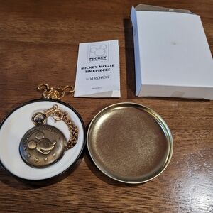 Vintage Disney Mickey Mouse Pocket Watch With Chain And Tin NWT
